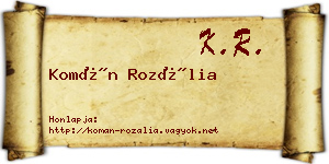Komán Rozália névjegykártya